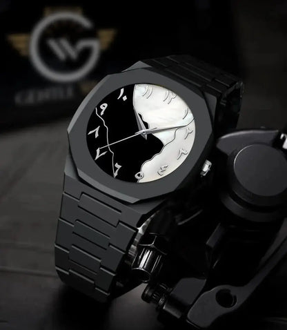 Men's Carbon Fiber Black Arabic Dial Watch BAHADUR STORE