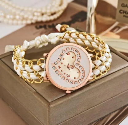 Women's Heart Shape Quartz Watch with Chain Strap - Multi Color BAHADUR STORE
