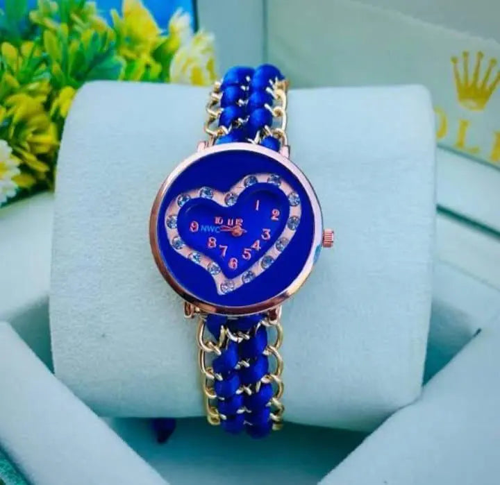 Women's Heart Shape Quartz Watch with Chain Strap - Multi Color BAHADUR STORE