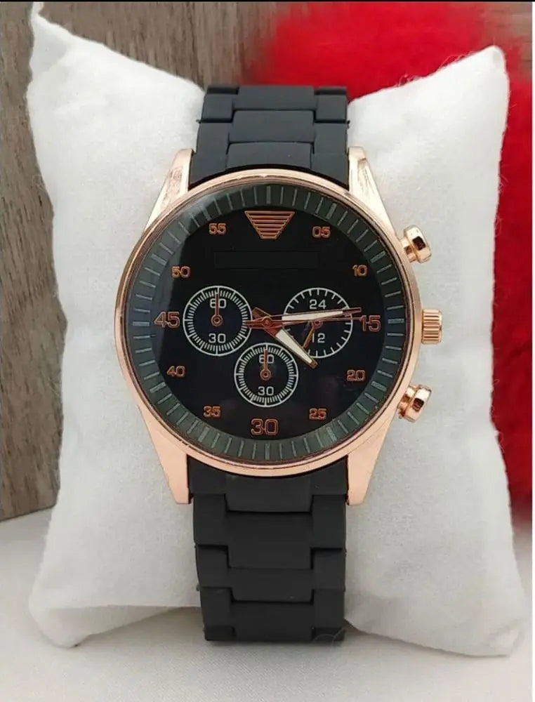 Men's Stainless Steel Chronograph Watch Brown Strap BAHADUR STORE