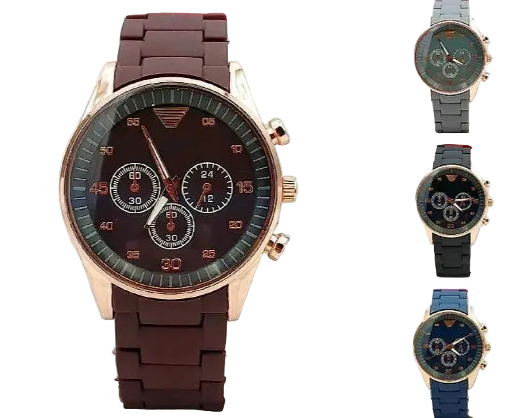Men's Stainless Steel Chronograph Watch Brown Strap BAHADUR STORE