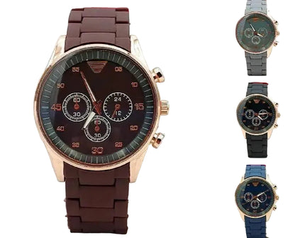 Men's Stainless Steel Chronograph Watch Brown Strap BAHADUR STORE