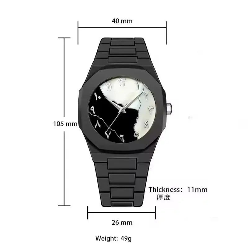 Men's Carbon Fiber Black Arabic Dial Watch BAHADUR STORE